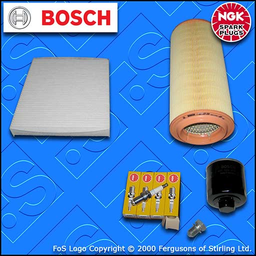 SERVICE KIT for AUDI A2 1.4 BOSCH OIL AIR CABIN FILTER NGK SPARK PLUGS 2000-2005