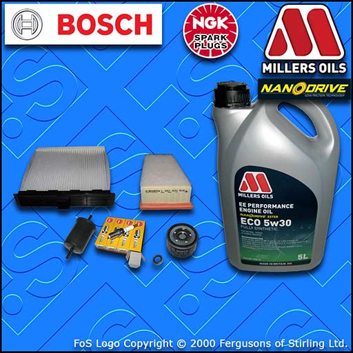 SERVICE KIT for RENAULT SCENIC II 1.4 OIL AIR FUEL CABIN FILTER PLUGS +OIL 03-09