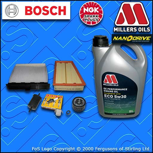 SERVICE KIT for RENAULT SCENIC II 1.6 OIL AIR FUEL CABIN FILTER PLUGS +OIL 03-09
