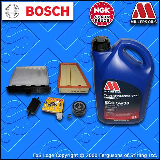 SERVICE KIT for RENAULT SCENIC II 1.6 OIL AIR FUEL CABIN FILTER PLUGS +OIL 03-09