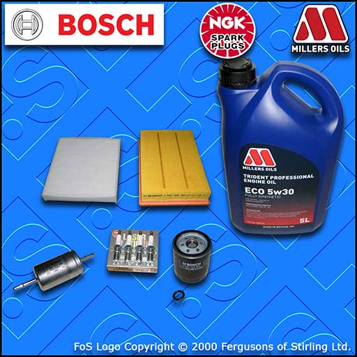 SERVICE KIT VOLVO S40 (MS) 1.8 16V OIL AIR FUEL CABIN FILTER PLUGS+OIL 2004-2007