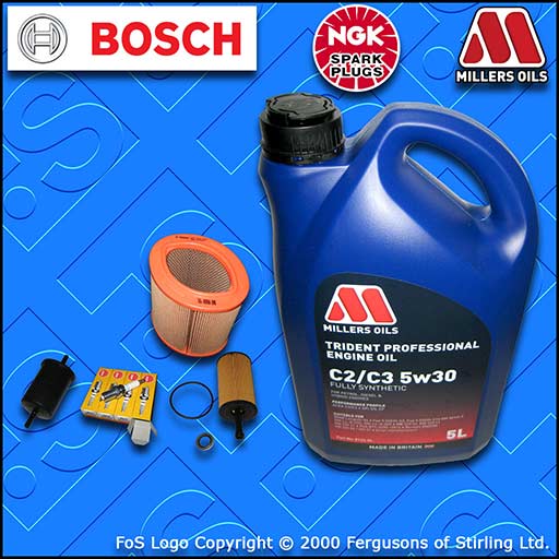 SERVICE KIT for PEUGEOT 106 1.1 OIL AIR FUEL FILTER PLUGS +5w30 FS OIL 2000-2004