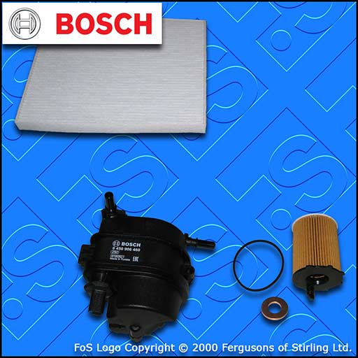 SERVICE KIT for PEUGEOT BIPPER 1.4 HDI BOSCH OIL FUEL CABIN FILTERS (2007-2014)