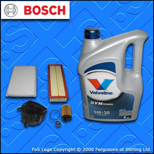 SERVICE KIT for CITROEN C4 1.6 HDI OIL AIR FUEL CABIN FILTER +OIL 2004-2010
