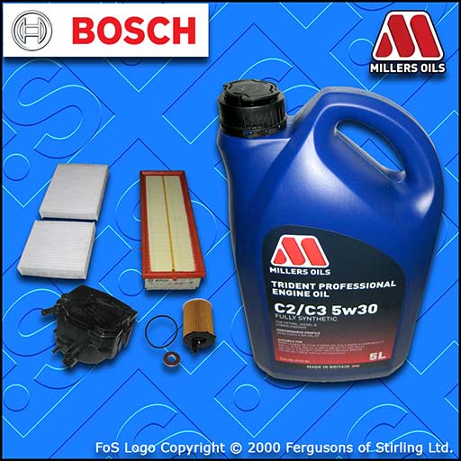 SERVICE KIT for PEUGEOT 207 1.6 HDI CC SW OIL AIR FUEL CABIN FILTER +OIL (06-09)