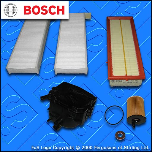 SERVICE KIT PEUGEOT PARTNER 1.6 HDI BOSCH OIL AIR FUEL CABIN FILTERS (2008-2011)