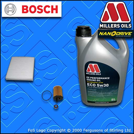 SERVICE KIT for FORD C-MAX 1.6 TDCI BOSCH OIL CABIN FILTERS +EE OIL (2007-2010)