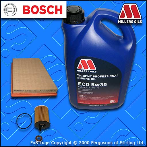 SERVICE KIT for FORD FUSION (B226) 1.6 TDCI OIL AIR FILTER+MILLERS OIL 2004-2012