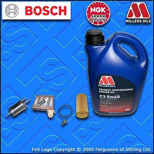 SERVICE KIT for VW SCIROCCO 2.0 R OIL FUEL FILTER PLUGS +5w40 LL OIL (2009-2017)