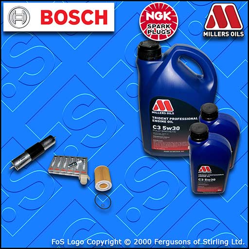 SERVICE KIT for BMW Z3 2.8 OIL FUEL FILTERS SPARK PLUGS +5w30 LL OIL (2000-2002)