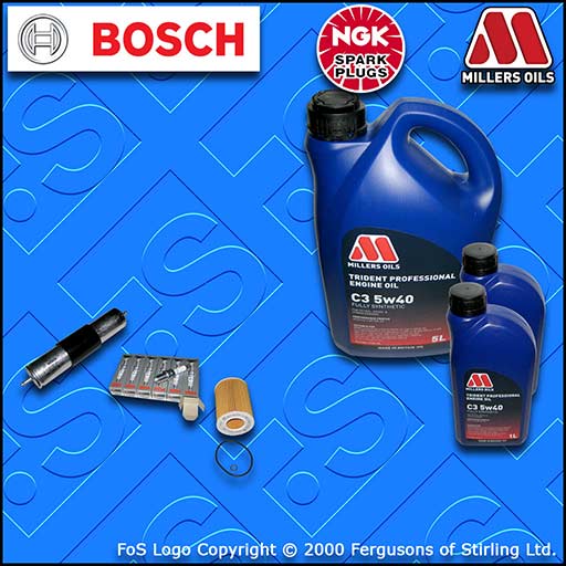SERVICE KIT for BMW Z3 2.8 OIL FUEL FILTERS SPARK PLUGS +5w40 LL OIL (2000-2002)