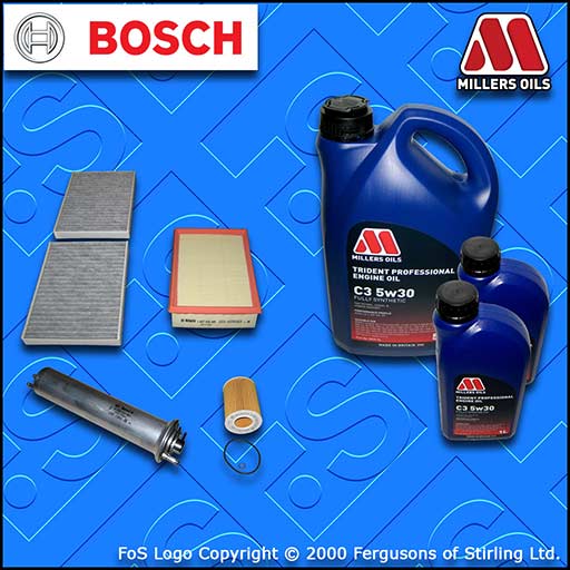 SERVICE KIT for BMW 5 SERIES (E39) 530i OIL AIR FUEL CABIN FILTER +OIL 2000-2003