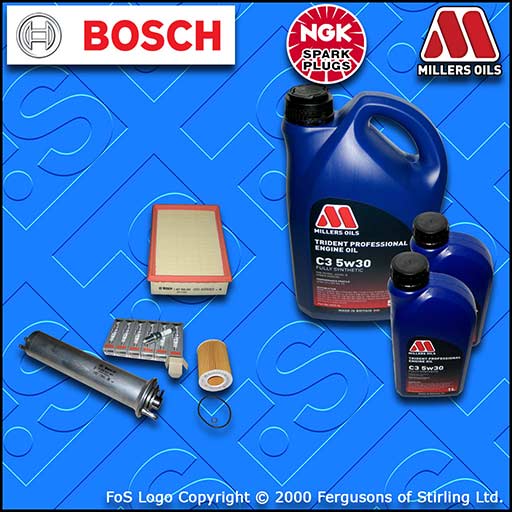 SERVICE KIT for BMW 5 SERIES (E39) 530i OIL AIR FUEL FILTER PLUGS +OIL 2000-2003