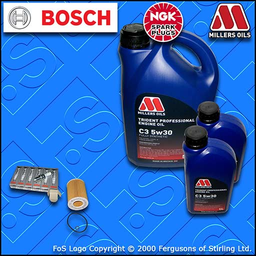 SERVICE KIT for BMW Z3 3.0 OIL FILTER SPARK PLUGS +5w30 LL OIL (2000-2002)