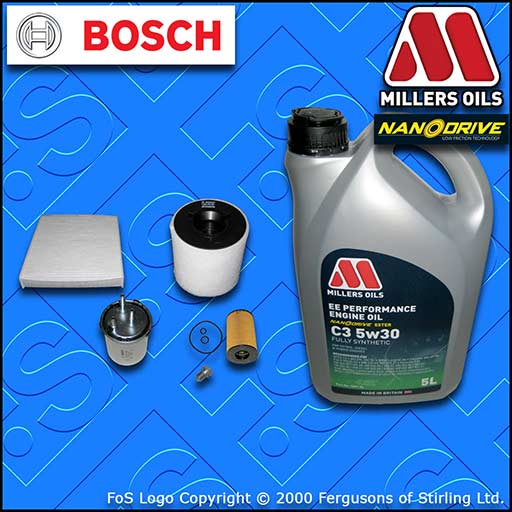 SERVICE KIT AUDI A1 1.6 TDI CAYB CAYC OIL AIR FUEL CABIN FILTER +OIL (2011-2012)