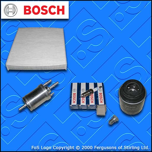 SERVICE KIT for AUDI A1 1.2 TFSI BOSCH OIL FUEL CABIN FILTERS PLUGS (2010-2015)