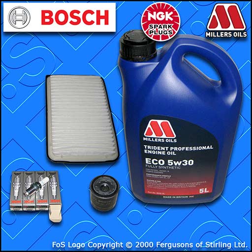 SERVICE KIT for MAZDA 2 (DE) 1.3 OIL AIR FILTERS SPARK PLUGS +LL OIL (2007-2015)