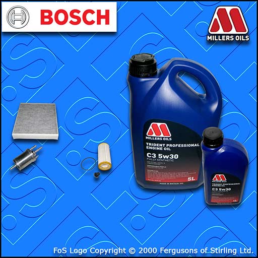 SERVICE KIT for AUDI A1 1.8 TFSI OIL FUEL CABIN FILTER +C3 5w30 OIL (2015-2018)