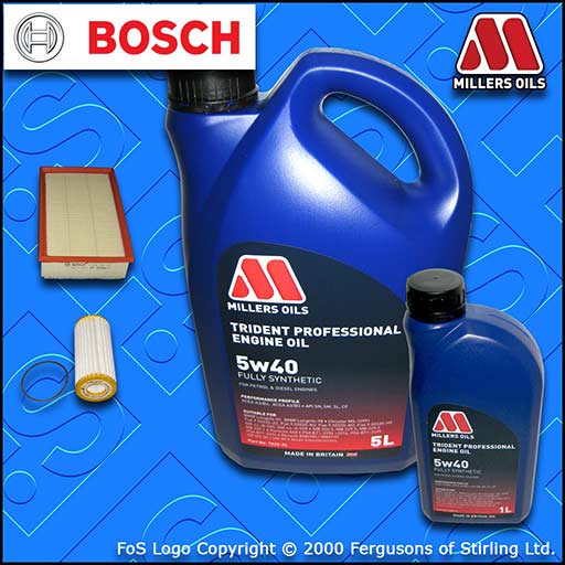 SERVICE KIT for AUDI A3 (8V) S3 QUATTRO BOSCH OIL AIR FILTERS +OIL (2012-2019)