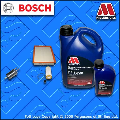 SERVICE KIT for AUDI A1 1.8 TFSI OIL AIR FUEL FILTER +C3 5w30 OIL (2015-2018)