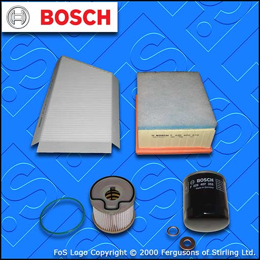 SERVICE KIT for PEUGEOT 206 2.0 HDI OIL AIR FUEL CABIN FILTERS BOSCH (1999-2001)
