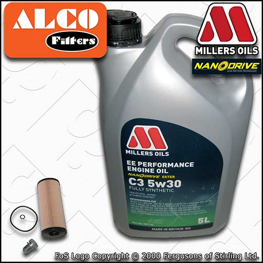 SERVICE KIT for VW NEW BEETLE 1.9 TDI OIL FILTER +EE C3 5w30 OIL (1998-2010)