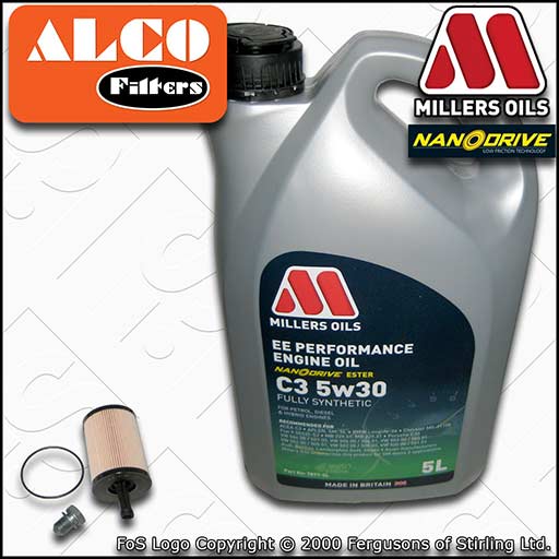SERVICE KIT for AUDI A3 (8P) 2.0 TDI ALCO OIL FILTER and MILLERS OIL (2003-2012)