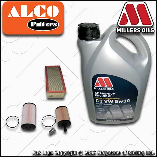 SERVICE KIT for AUDI A3 (8P) 1.9 TDI ALCO OIL AIR FUEL FILTERS +OIL (2005-2009)
