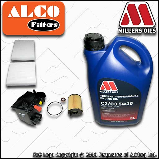 SERVICE KIT for PEUGEOT 207 1.6 HDI ALCO OIL FUEL CABIN FILTERS +OIL (2006-2011)
