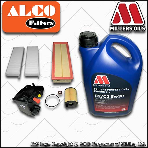 SERVICE KIT for PEUGEOT 3008 1.6 HDI DV6TED4 OIL AIR FUEL CABIN FILTERS +OIL