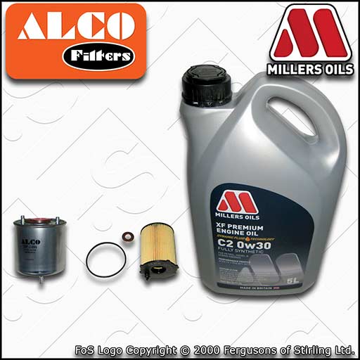 SERVICE KIT for PEUGEOT 308 1.6 HDI OIL FUEL FILTER +C2 0w30 OIL (2013-2018)