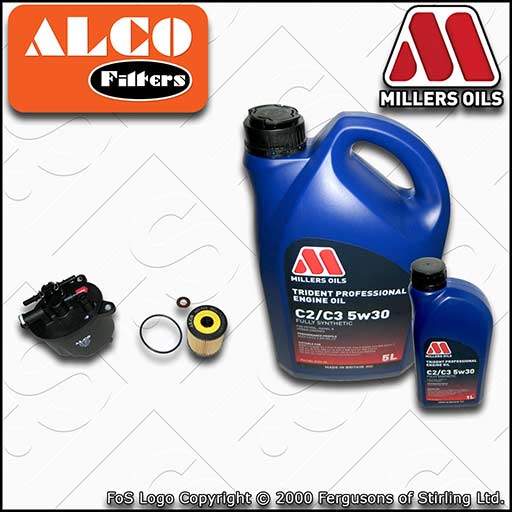 SERVICE KIT for PEUGEOT 4007 2.2 HDI ALCO OIL FUEL FILTERS +OIL (2007-2008)