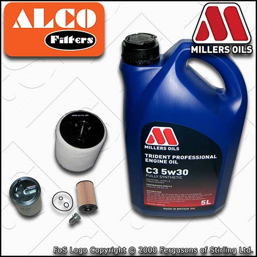 SERVICE KIT for AUDI A1 (8X) 1.6 TDI OIL AIR FUEL FILTERS +C3 OIL (2010-2011)
