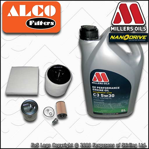 SERVICE KIT for AUDI A1 (8X) 1.6 TDI OIL AIR FUEL CABIN FILTERS +OIL (2012-2015)