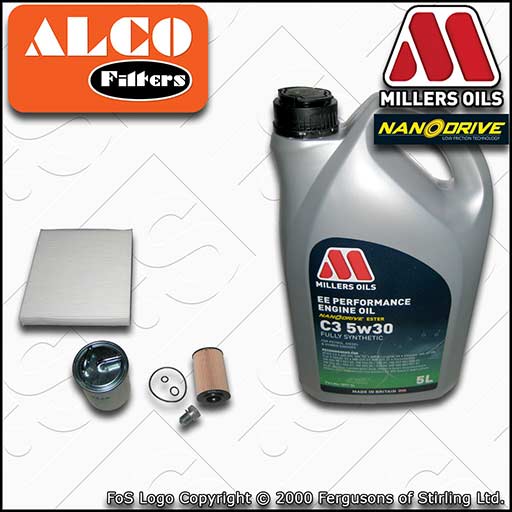 SERVICE KIT for AUDI A1 (8X) 1.6 TDI OIL FUEL CABIN FILTERS +EE OIL (2010-2011)