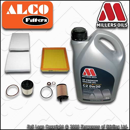 SERVICE KIT for DS DS3 1.6 BLUEHDI OIL AIR FUEL CABIN FILTER +C2 OIL (2015-2019)