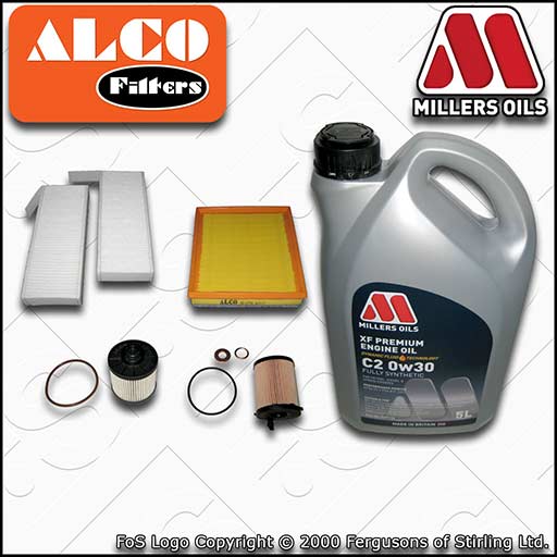 SERVICE KIT for PEUGEOT 308 1.6 BLUEHDI OIL AIR FUEL CABIN FILTER +OIL 2013-2018