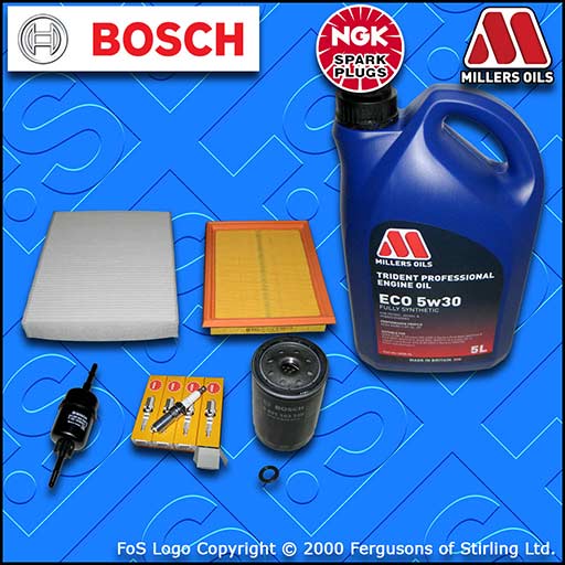 SERVICE KIT FORD FIESTA MK6 1.6 16V OIL AIR FUEL CABIN FILTERS PLUGS +OIL 02-06