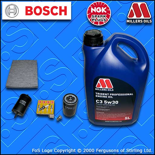SERVICE KIT for VW NEW BEETLE 2.0 8V AEG APK AQY OIL FUEL CABIN FILTER PLUGS+OIL