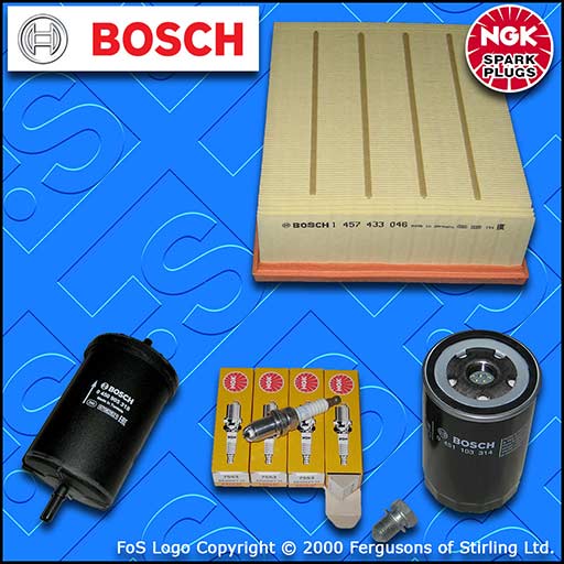 Audi A4 2.0 TFSI Service Kit Oil Air Filter Spark Plugs 2004 to 2009 BOSCH