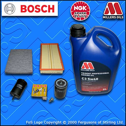 SERVICE KIT VW NEW BEETLE 2.0 8V AEG APK AQY OIL AIR FUEL CABIN FILTER PLUGS+OIL