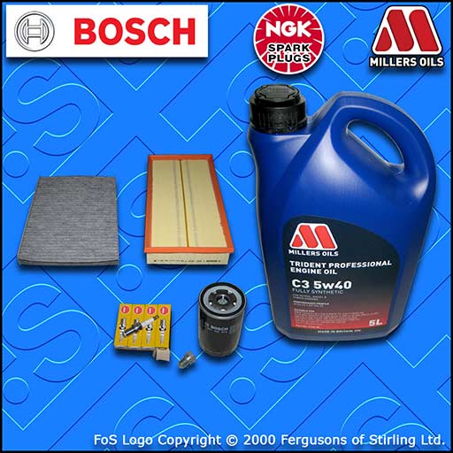 SERVICE KIT for VW NEW BEETLE 2.0 8V AEG APK AQY OIL AIR CABIN FILTER PLUGS +OIL