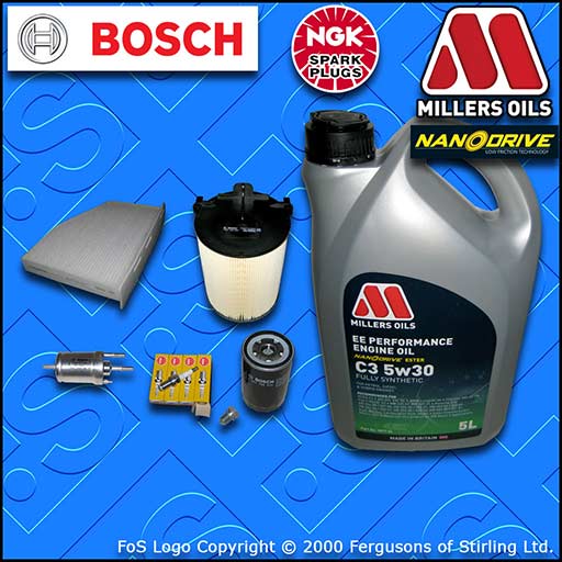 SERVICE KIT VW GOLF MK6 1.6 BSE BSF OIL AIR FUEL CABIN FILTER PLUGS +OIL (08-13)