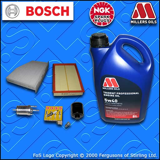 SERVICE KIT VW GOLF MK5 1K 1.4 16V BCA OIL AIR FUEL CABIN FILTER PLUGS+OIL 05-06