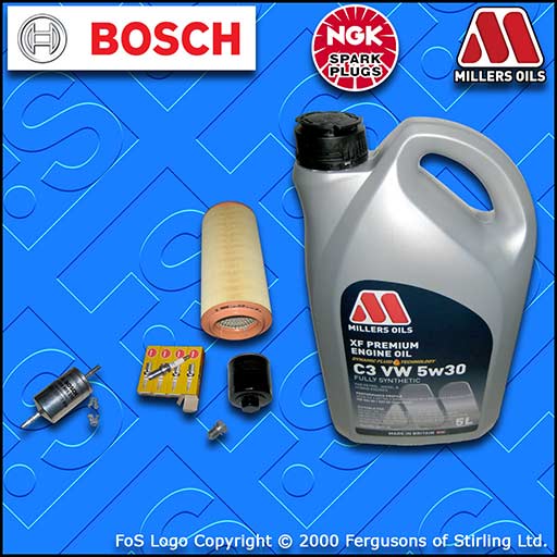 SERVICE KIT for AUDI A2 1.6 FSI OIL AIR FUEL FILTERS PLUGS +5w30 OIL (2002-2006)