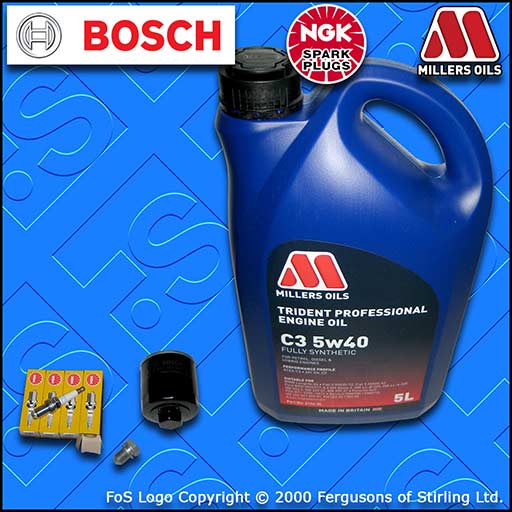 SERVICE KIT VW GOLF MK5 (1K) 1.4 16V BCA OIL FILTER PLUGS +5w40 OIL (2003-2006)