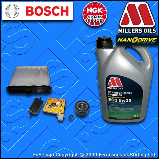SERVICE KIT for RENAULT SCENIC II 1.6 OIL FUEL CABIN FILTER PLUGS +OIL 2003-2009