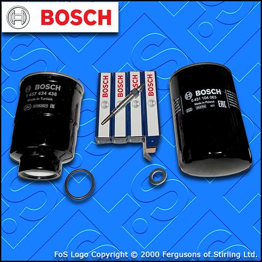 SERVICE KIT for FORD RANGER 2.5 TD BOSCH OIL FUEL FILTERS GLOW PLUGS (1999-2006)