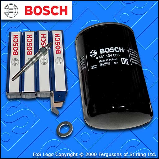 SERVICE KIT for FORD RANGER 2.5 TD BOSCH OIL FILTER GLOW PLUGS (1999-2006)