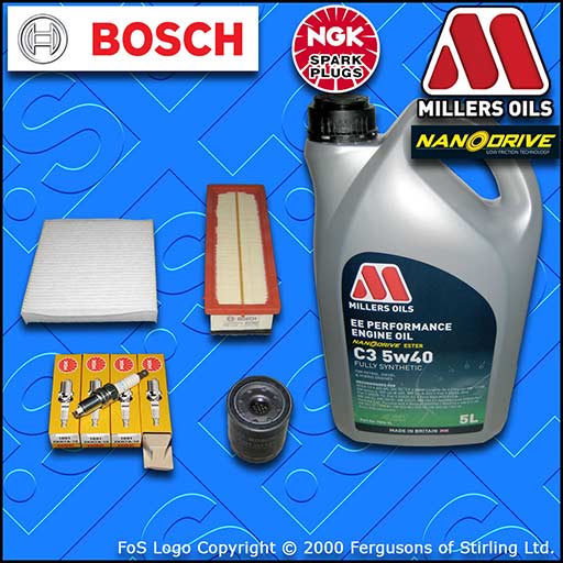 SERVICE KIT for FIAT 500 (312) 1.2 OIL AIR CABIN FILTER PLUGS +5L OIL 2011-2019